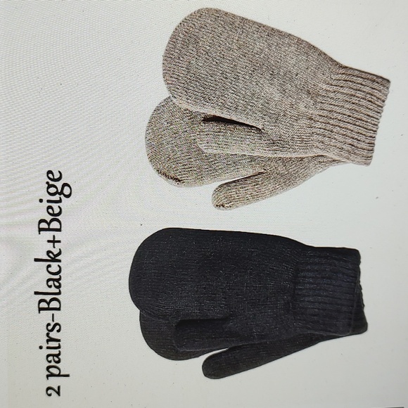 Accessories - NWT 2 PACK MITTENS - BLACK & BEIGE
